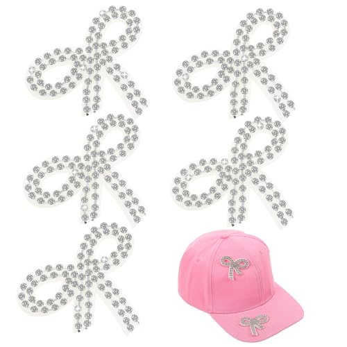 GARIOUANS 5 Stück Strass Schleifen Aufnäher Glitzernde Applikationen für Kleidung Taschen und Accessoires Einfach Aufzubügeln Vielseitig Einsetzbar zum Reparieren und Verzieren von GARIOUANS