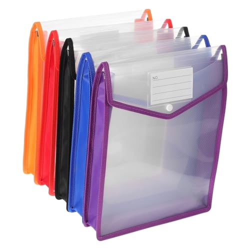 GARIOUANS 5 Stück Teiliges Erweiterbarer Dateiordner mit Knopfschnalle Transparente Vertikale Dokumententasche in Blau Schwarz Rot und Orange Sicherer Verschluss für Büroorganisation GARIOUANS 5 Stück Teiliges Erweiterbarer Dateiordner mit Knopfschnalle Transparente Vertikale Dokumententasche in Blau Schwarz Rot und Orange Sicherer Verschluss für Büroorganisation von GARIOUANS