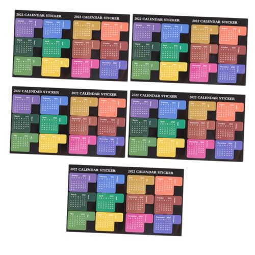 GARIOUANS 5 Stück Teiliges Index Sticker für Notizbücher Wasserfeste Monatskennzeichnung Farbige Planer Aufkleber zur Kalenderorganisation Praktische Notizblock Etiketten für Büro Schule von GARIOUANS