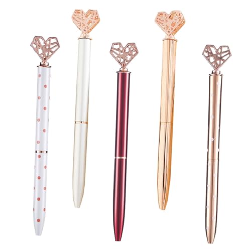 GARIOUANS 5 Stück Teiliges Metall Herz Kugelschreiber Langlebig Schnell Trocknende Glattes Schreiben Tragbar Schul und Unterschriften Stift in Pastellfarben GARIOUANS 5 Stück Teiliges Metall Herz Kugelschreiber Langlebig Schnell Trocknende Glattes Schreiben Tragbar Schul und Unterschriften Stift in Pastellfarben von GARIOUANS