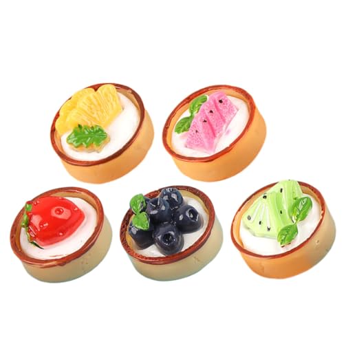 GARIOUANS 5 Stück Teiliges Miniatur Kuchen Dekorationsset aus Resin Realistische Künstliche Kleine Dessertmodelle als Fotorequisiten Ladendekoration und Miniatur Obstkuchendeko von GARIOUANS