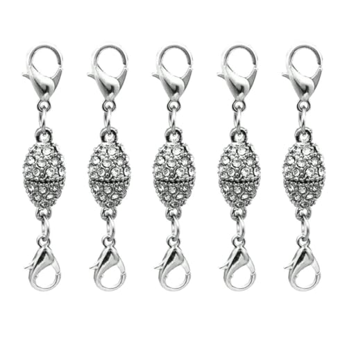 GARIOUANS 5 Stück Teiliges Olivenförmiger Strass Hummer Magnetverschluss Silber Metall Schmuckverschluss für DIY Armbänder und Halsketten GARIOUANS 5 Stück Teiliges Olivenförmiger Strass Hummer Magnetverschluss Silber Metall Schmuckverschluss für DIY Armbänder und Halsketten von GARIOUANS