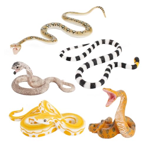 GARIOUANS 5 Stück Teiliges Realistisches Schlangenmodell Lebensechte Riesenschlange Boa Korallenschlange Detailreich und Kindgerecht als Halloween Deko Lernspielzeug und Party Mitgebsel von GARIOUANS