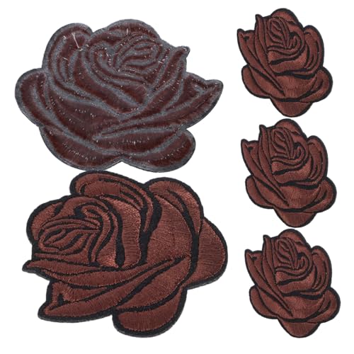 GARIOUANS 5 Stück Teiliges Rosen Aufnäher zum Aufbügeln Bestickte Blumenapplikationen Robuste Textilflicken für Jacken Jeans Taschen Vielseitige Stoffreparatur und Modische Kleidung von GARIOUANS