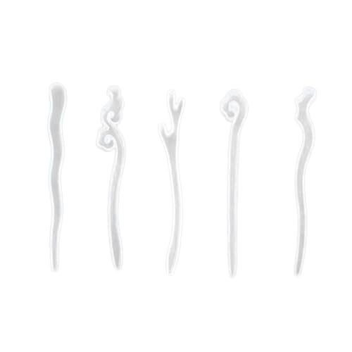 GARIOUANS 5 Stück Teiliges Silikon Haarnadel Formset Flexible Gießformen für DIY Schmuckherstellung Langlebige Semitransparente Bastel und Gießformen für Haarnadeln Einfach zu Entformen von GARIOUANS