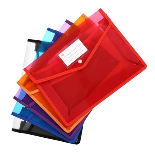 GARIOUANS 5 Stück Teiliges Transparente Kunststoffmappen mit Knopfverschluss Erweiterbare Dokumentenmappe mit Etikettentasche Farbige Plastikumschläge für Büro und Reiseorganisation GARIOUANS 5 Stück Teiliges Transparente Kunststoffmappen mit Knopfverschluss Erweiterbare Dokumentenmappe mit Etikettentasche Farbige Plastikumschläge für Büro und Reiseorganisation von GARIOUANS