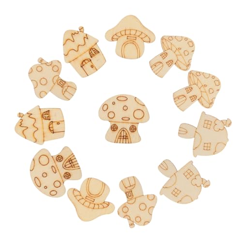 GARIOUANS 50 Stück DIY Holzpilzscheiben Unvollendete Holzscheiben Holz Zum Basteln Unvollendete Handwerkspilze Holzpilzornamente von GARIOUANS