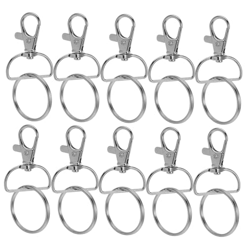GARIOUANS 50 Stück Drehbare Schlüsselanhängerhaken Schlüsselring Clips Schlüsselanhänger Bastelset D Ring Schlüsselanhänger Clip D Ring Drehbarer Karabinerverschluss von GARIOUANS