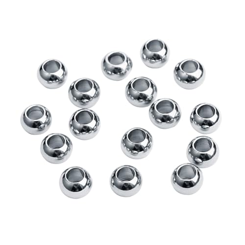 GARIOUANS 50 Stück Edelstahl Perlen mit Großem Loch Runde Bastelperlen für DIY Schmuckherstellung Armbänder Halsketten Rostfrei Glatt Schmuck Zubehör von GARIOUANS