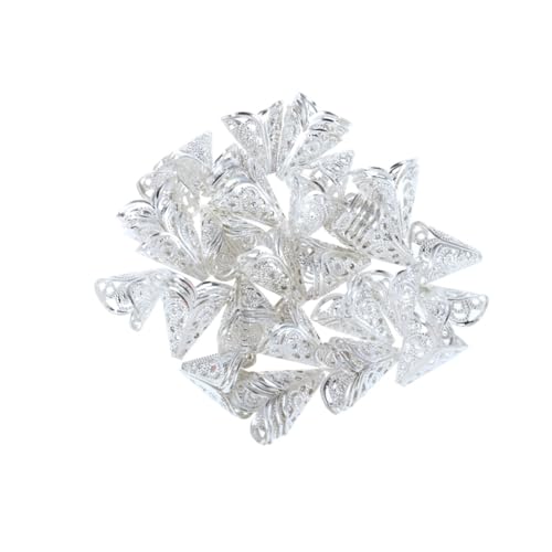 GARIOUANS 50 Stück Filigrane Metall Perlenkappen in Kegelform Silberfarbene Hohle Blumenperlen für DIY Schmuckherstellung Geeignet für Armbänder Halsketten und Ohrringe GARIOUANS 50 Stück Filigrane Metall Perlenkappen in Kegelform Silberfarbene Hohle Blumenperlen für DIY Schmuckherstellung Geeignet für Armbänder Halsketten und Ohrringe von GARIOUANS