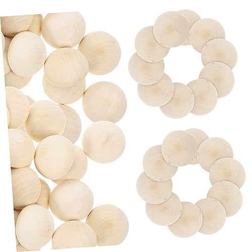 GARIOUANS 50 Stück Halbe Holzkugeln Naturholz DIY Bastelperlen für Armbänder und Dekorationen Holzperlen für Kreative Projekte von GARIOUANS