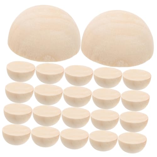 GARIOUANS 50 Stück Halbrunde Holzperlen zum Basteln DIY Holzperlen für Schmuck Dekoration Girlande Naturbelassen Glatt ohne Grate für Schmuck und Dekoration von GARIOUANS