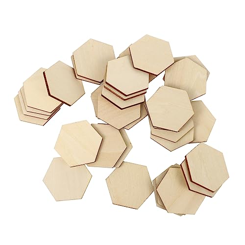 GARIOUANS 50 Stück Holzscheiben Sechseck Buchenholz Diy Bastelornamente Rustikale Deko für Hochzeit Geburtstag Weihnachten für Kreative Handarbeiten von GARIOUANS