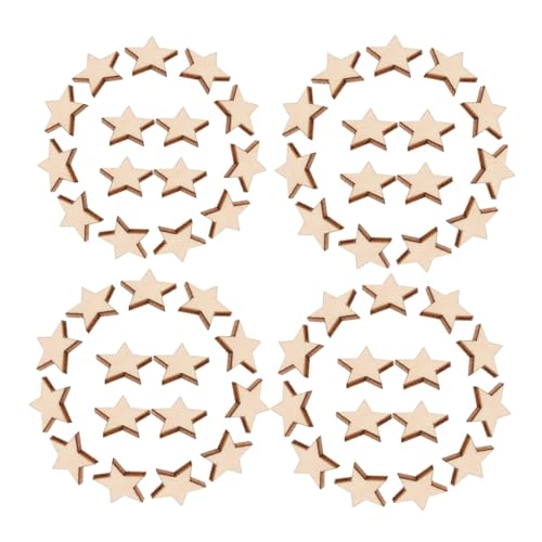 GARIOUANS 50 Stück Kleine Holzsterne zum Basteln Langlebige Fünfzackige Holz deko Bemalbare Stern ausschnitte für DIY Weihnachtsdeko Hochzeitstisch und Winterparty Zubehör von GARIOUANS