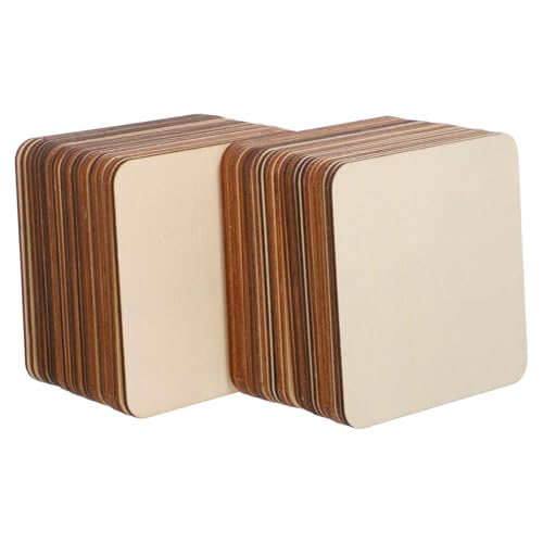 GARIOUANS 50 Stück Naturbelassene Quadratische Holzscheiben Unbehandelte Holzplatten mit Authentischer Maserung Vielseitig für DIY Bastelprojekte Malerei Pyrographie Dekoration und von GARIOUANS