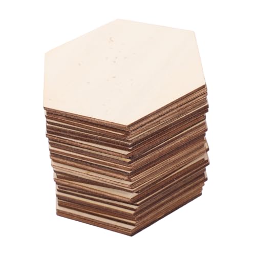 GARIOUANS 50 Stück Sechseckige Blanko Naturbelassene Holzscheiben Unbehandelte Holzplatten für DIY Bastelprojekte Handbemalung Wand Heimdekoration von GARIOUANS