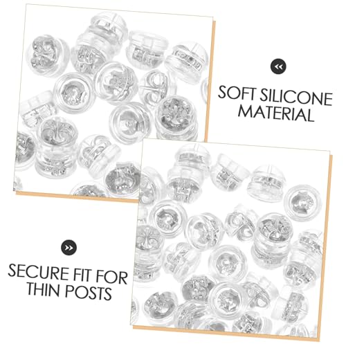 GARIOUANS 50 Stück Silikon Ohrstecker Verschluss Weißgold Sicherer Ohrstopper Ersatz Weiche Ohrstecker Rückseite Für Damen Herren Hoops Drop Schmuck von GARIOUANS