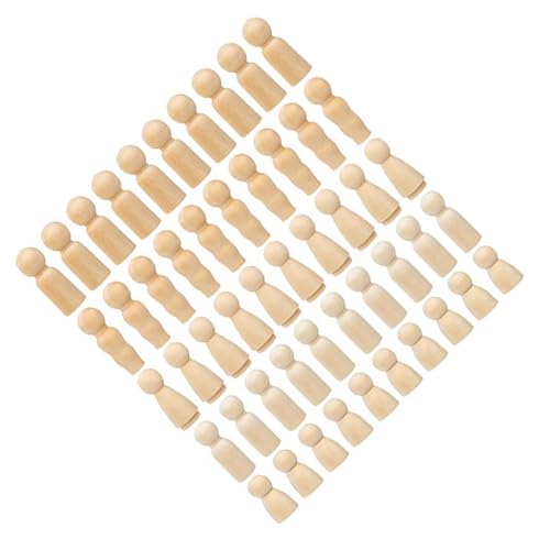 GARIOUANS 50 Stück Teiliges DIY Holzfiguren Glatte Oberfläche Bemalbare Puppenfamilie mit Fünf Personen Kinderfreundliche Holzfiguren für Kreative Bastelprojekte und Dekorative von GARIOUANS