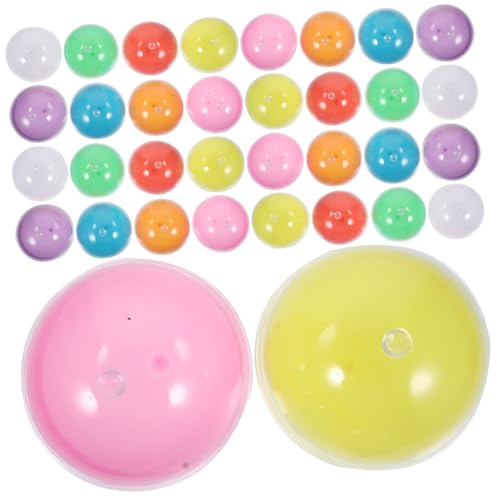 GARIOUANS 50 Stück Teiliges Halbtransparente Nahtlose Plastikkugeln mit Öffnungsfunktion Bunte Lotto Kapseln für Partyspiele Gewinnspiele und Automaten Leichte Langlebige Kunststoffbälle von GARIOUANS