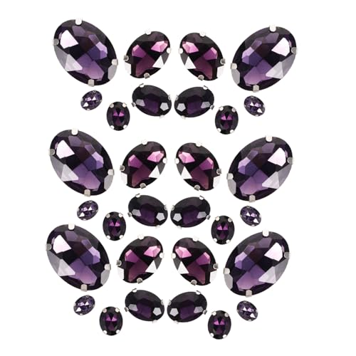 GARIOUANS 50 Stück Tiefviolette Glas Strasssteine mit Krallenfassung zum Aufnähen Kleine Handgenähte Schmucksteine für DIY Kleidung Taschen Schuhe und Bastelprojekte Langlebige Dekoration von GARIOUANS