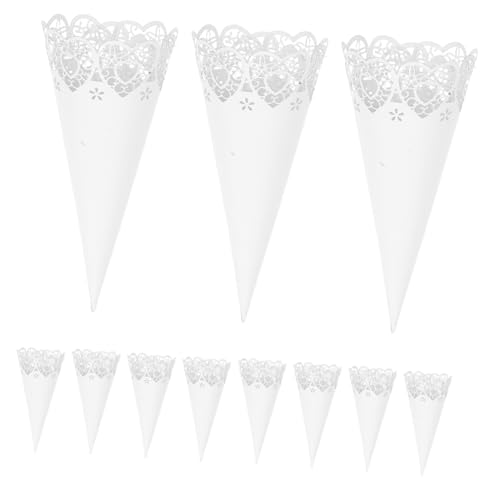GARIOUANS 50 Stück Weiße Herzförmige Papiertüten für Blumen Konfetti Romantischer Halter für Rosenblüten für Hochzeitsfeiern und Partys von GARIOUANS