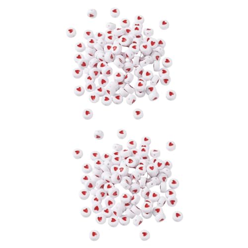 GARIOUANS 500 Stück Rote Acrylperlen Rund Herzform Schmuckperlen für DIY Armbandherstellung Langlebige Lichtechte Spacer perlen zum Auffädeln Leicht und Vielseitig für Schmuck Basteln von GARIOUANS