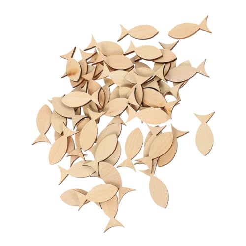 GARIOUANS 50Stücke Holz Fische Unbemalt Mini Fischausschnitte DIY Holz Dekoration für Kreative Bastelprojekte für Hochzeiten Partys und Wohnräume von GARIOUANS