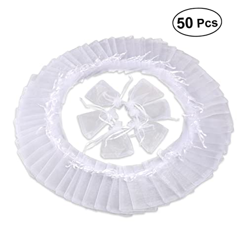 GARIOUANS 50Stücke Kordeltaschen aus Organza Weiße Geschenktüten für Schmuck Hochzeiten und Partys Langlebige und Stilvolle Organzasäckchen für Süßigkeiten GARIOUANS 50Stücke Kordeltaschen aus Organza Weiße Geschenktüten für Schmuck Hochzeiten und Partys Langlebige und Stilvolle Organzasäckchen für Süßigkeiten von GARIOUANS