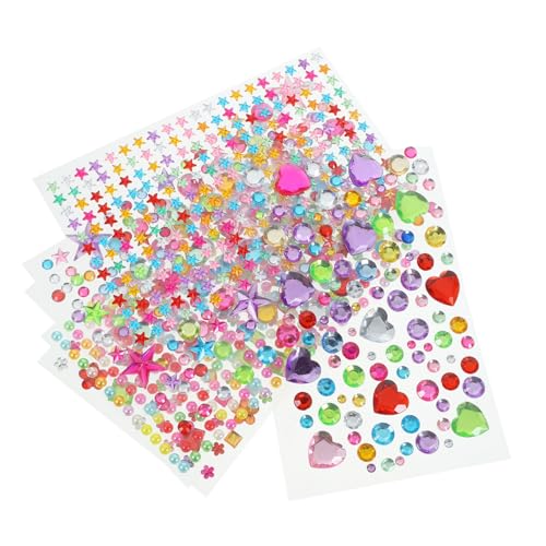GARIOUANS 6 Blätter Selbstklebende Schmucksteine Sticker Bunte Acryl Glitzer Edelsteine für DIY Basteln für Handyhüllen Scrapbooking Langlebig Haftend Transparent Glänzend von GARIOUANS