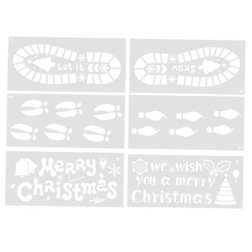 GARIOUANS 6 Blätter Teiliges Weihnachten Hollow out Malvorlagen aus Langlebigem Pet Wiederverwendbar Sicher für Basteln Zeichnen Stempeln Scrapbooking und Wanddekorationen von GARIOUANS