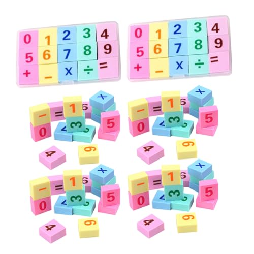 GARIOUANS 6 Boxen Mathe Radiergummis mit Zahlen und Rechensymbolen Kleine Schulradiergummis für Spielerische Lernhilfe und Belohnung in Boxen Sauber und Vielseitig Einsetzbar von GARIOUANS