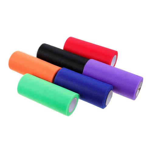 GARIOUANS 6 Rollen Tüllband Yards Mittelharter Tüllstoff für DIY Basteln und Dekoration Farbige Netzstoffrollen in Orange Rot Dunkellila Blau Grün Schwarz Hautfreundlich und Vielseitig GARIOUANS 6 Rollen Tüllband Yards Mittelharter Tüllstoff für DIY Basteln und Dekoration Farbige Netzstoffrollen in Orange Rot Dunkellila Blau Grün Schwarz Hautfreundlich und Vielseitig von GARIOUANS