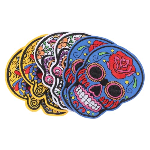GARIOUANS 6 Stück Bestickte Totenkopf Applikationen zum Aufbügeln Bunte Halloween Patches aus Polyester Langlebige Aufnäher für Jacken Taschen Kleidung DIY Dekoration Erwachsene GARIOUANS 6 Stück Bestickte Totenkopf Applikationen zum Aufbügeln Bunte Halloween Patches aus Polyester Langlebige Aufnäher für Jacken Taschen Kleidung DIY Dekoration Erwachsene von GARIOUANS