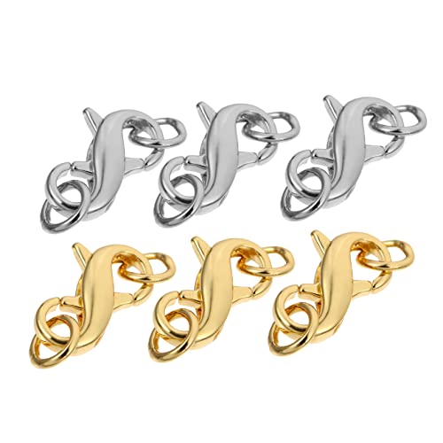 GARIOUANS 6 Stück DIY Schmuckzubehör Doppelköpfige Metallverbindungsschnalle für Armbänder und Goldenen und Silbernen Lobster Clasp ca Langlebig und Vielseitig für Kreationen von GARIOUANS