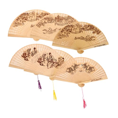 GARIOUANS 6 Stück Duftende Holzfächer Hochzeits Party Fächer Für Hochzeitsgäste Stil Antik Selbstgemachte Hochzeitsfächer Hochzeitsfächer Für Gäste Hochzeiten Braut Vintage von GARIOUANS