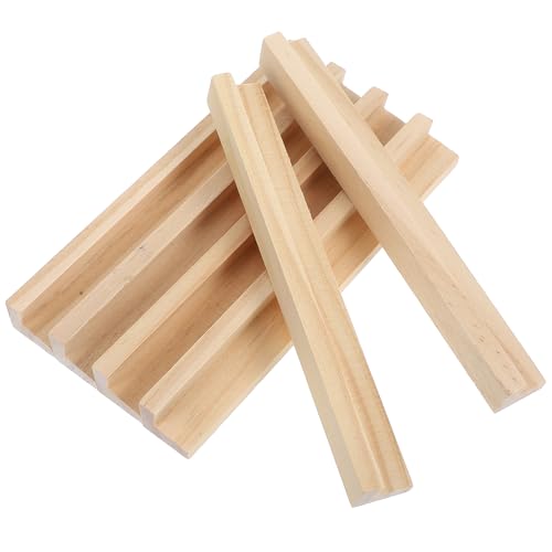 GARIOUANS 6 Stück Englische Alphabetbasis Domino-Halter-Racks Briefablagen für Lebensmittel Ausstellungsstand Desktop-Domino-Basen DIY zubehör Ausstellungssockel aus Holz Kiefernholz Beige von GARIOUANS