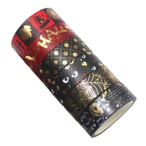 GARIOUANS 6 Stück Heißpräge-washi-tape Halloween-klebeband Sammelalbum Dekoratives Papierband Scrapbooking Mit Doppelseitigem Klebeband Papier Gruselig Notizbuch Flüsterpapier von GARIOUANS