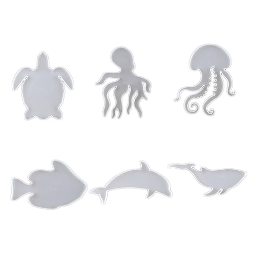 GARIOUANS 6 Stück Meeres tiere Schimmel epoxidharz Delfin-Silikonformen Tierformen Silikon Harzform für Meeresschildkröten Silikon -Süßigkeitenformen Fondantform Harzgussform Kieselgel Weiß von GARIOUANS