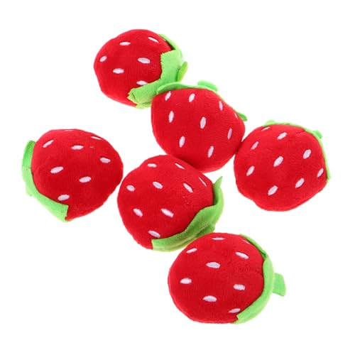 GARIOUANS 6 Stück Mini Erdbeer Plüschspielzeug für Weiches Niedliches Obst Doll für DIY Accessoires Dusche und Geburtstagsfeiern für Sammler und Kreative Projekte von GARIOUANS