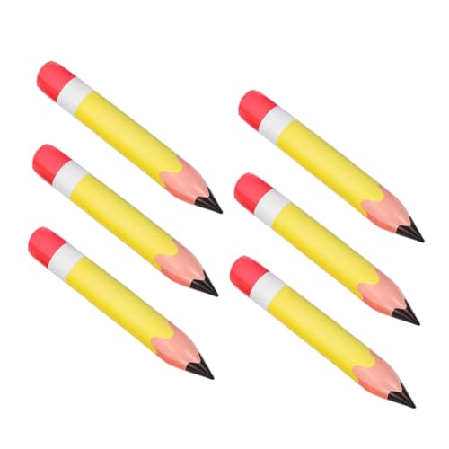 GARIOUANS 6 Stück PVC Aufblasbare Bleistifte Riesige Bleistift Dekoration für Schulanfang Klassenzimmer Dekoration Gelb Requisiten von GARIOUANS