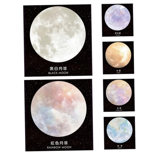 GARIOUANS 6 Stück Planet Memo Pads Runde Selbstklebende Notizblöcke für Schule und Büro Einzigartige Farbenfrohe Haftnotizen Erde Mond Mars Vielseitig und Anwendung von GARIOUANS