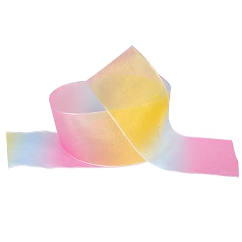 GARIOUANS 6 Stück Teiliges Chiffonband Breit Sanftes Farbverlaufendes Regenbogenmuster DIY Band für Haarbänder Festdeko Kleidungszubehör Langlebig und Farbecht von GARIOUANS