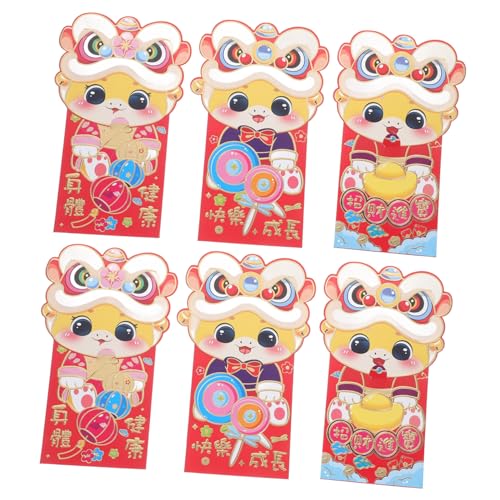 GARIOUANS 6 Stück Teiliges Chinesische Neujahrsumschläge mit Klappe Kindgerechte Rote Geldkuverts Robuste Papierumschläge Einzigartiges Design für und Geldgeschenke von GARIOUANS