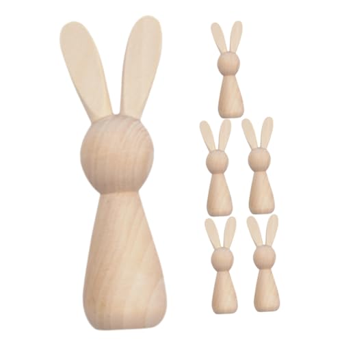 GARIOUANS 6 Stück Teiliges Holz Osterhasen zum Basteln Unbemalte DIY Figuren Holz für Kreative Ostern Charmante Holzpuppen für Erwachsene Robustes Material für Langlebige Dekoration von GARIOUANS