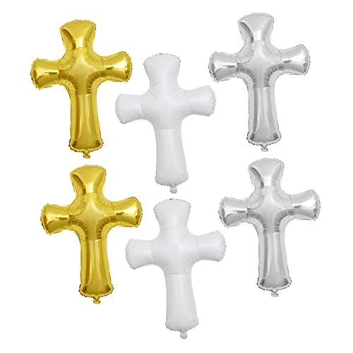GARIOUANS 6 Stück Teiliges Kreuz Folienballon für Taufe Dekoration Helle Farben Einfache Befüllung mit Luft oder Helium Vielseitig für Taufparty und Babyparty Dekorative Partyballons mit GARIOUANS 6 Stück Teiliges Kreuz Folienballon für Taufe Dekoration Helle Farben Einfache Befüllung mit Luft oder Helium Vielseitig für Taufparty und Babyparty Dekorative Partyballons mit von GARIOUANS