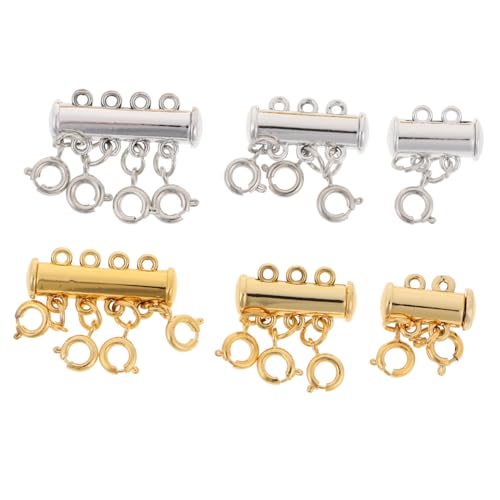 GARIOUANS 6 Stück Teiliges Magnetverschlüsse für Schmuck DIY Kreative Multi Strang Armband und Kettenverschlüsse Starke Haftkraft Silber und Goldfarbene Mehrfachreihen für von GARIOUANS