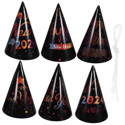 GARIOUANS 6 Stück Teiliges Neujahrs-partyhüte aus Leichtem Papier Bunte Dreieckige Silvester Kopfbedeckungen Festliche Neujahrsdekorationen für Unvergessliche Feier und Fotokabinen Zubehör von GARIOUANS