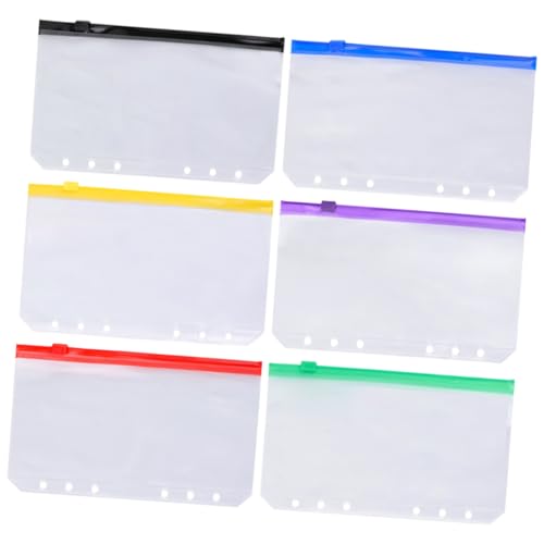 GARIOUANS 6 Stück Teiliges PVC Reißverschluss Taschen für Locher Ordner Leichte Farbige Dokumenten Organizer Wiederverwendbare Kleine Taschen für Büro Schule und Reise von GARIOUANS