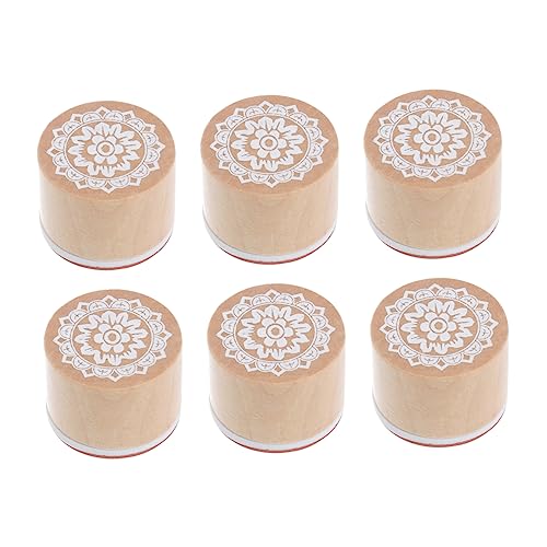 GARIOUANS 6 Stück Teiliges Runde Retro Holzstempel mit Filigranen Mustern Kreative DIY Scrapbook Stempel für Tagebuch Geschenkanhänger und Bastelprojekte Langlebige Holzstempel für von GARIOUANS