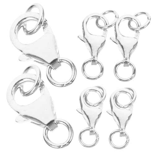 GARIOUANS 6 Stück Teiliges Silber Lobster Karabinerverschlüsse mit Offenen Biegeringen Vielseitige Schmuckverschlüsse für Halsketten Armbänder DIY Basteln Klassische Silberfarbene von GARIOUANS